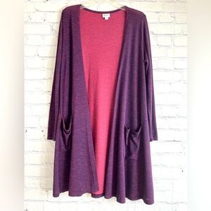 LuLaRoe Long-Sleeve Pink and Purple Long Cardigan